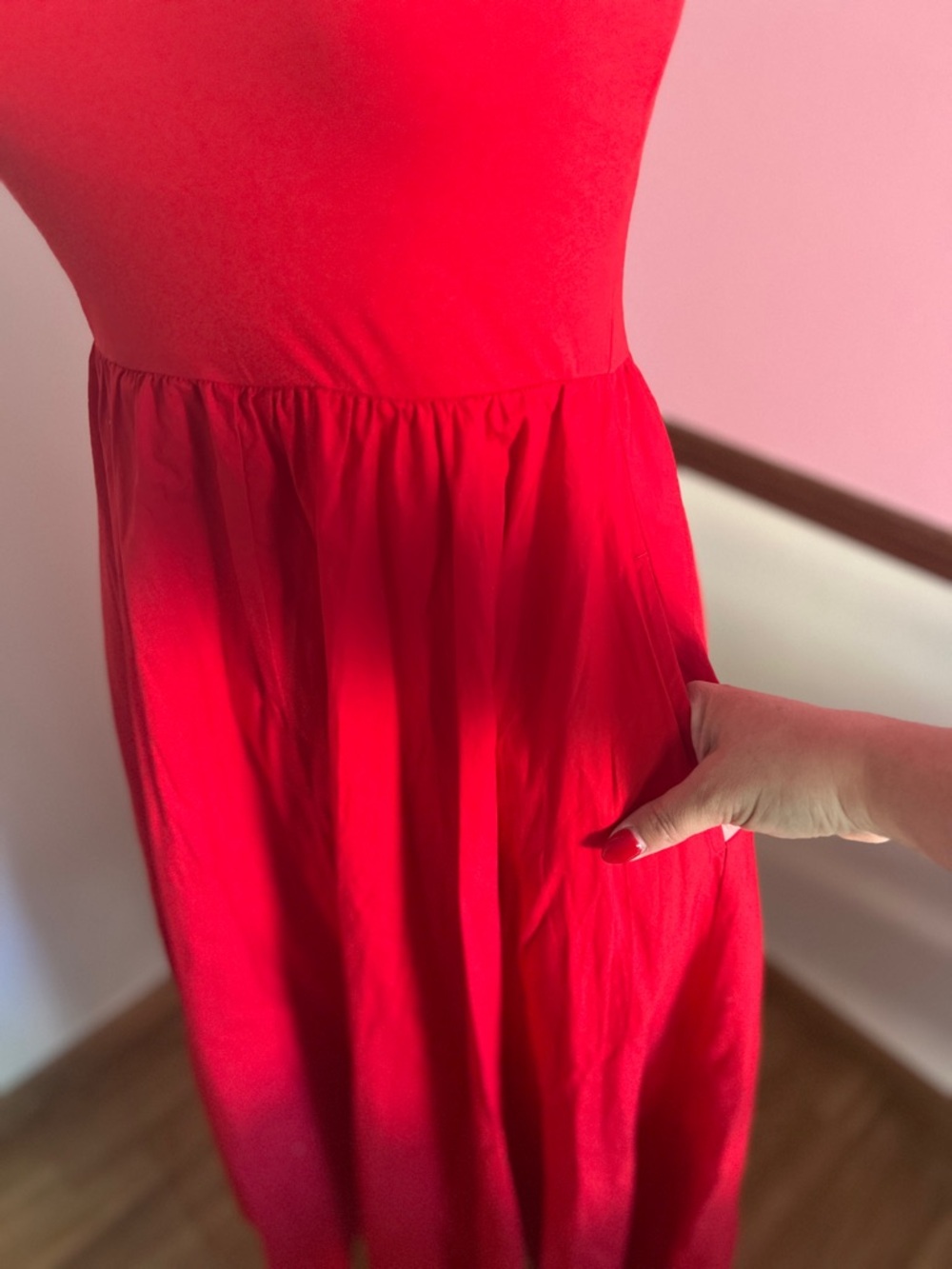 Red J Crew Summer Midi Dress - Picture 2 of 8